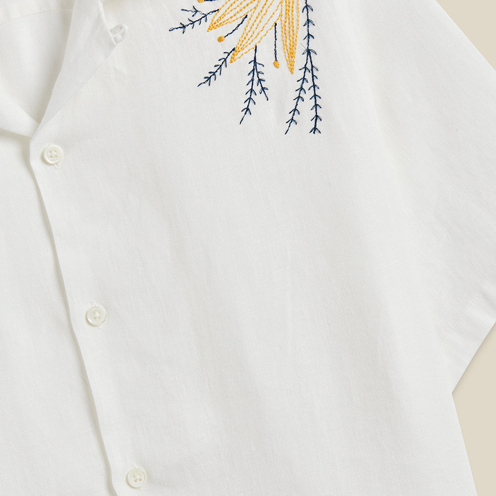 Portuguese Flannel Emb. Birds & Flowers Shirt