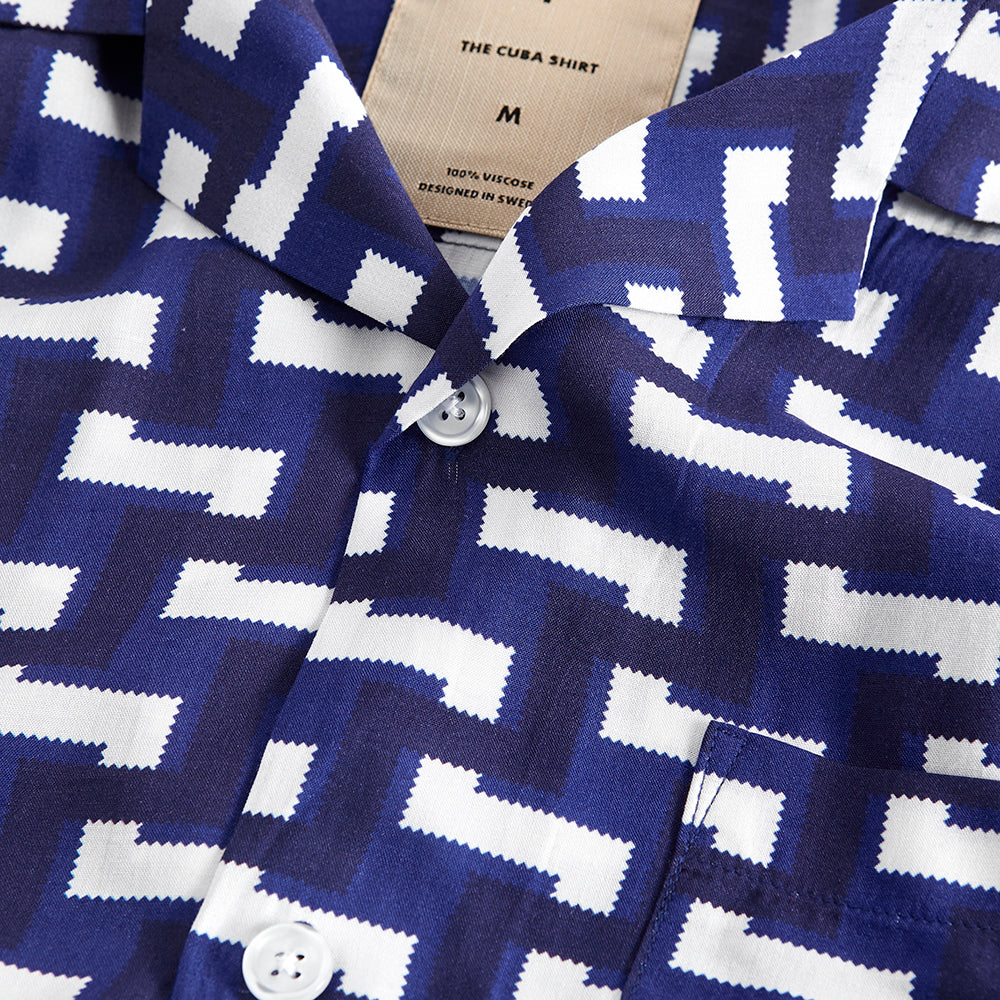 OAS Blue Layer Zig Viscose Shirt
