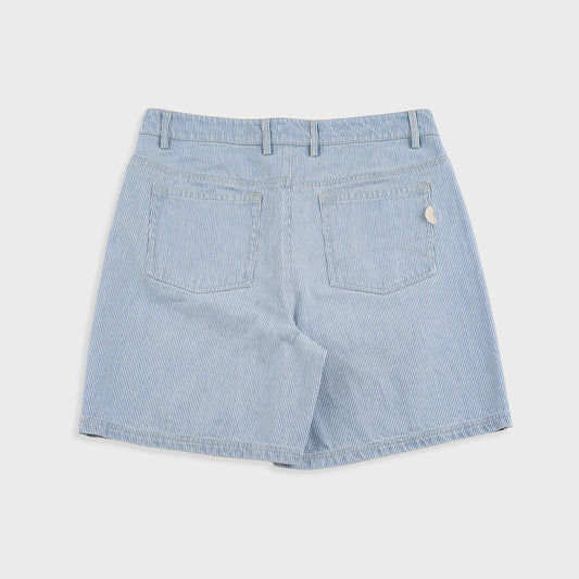 Folk Relaxed Jean Short Pale Ticking Stripe