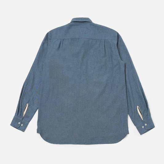 Universal Works Blue Brushed Marl Twill Square Pocket Shirt