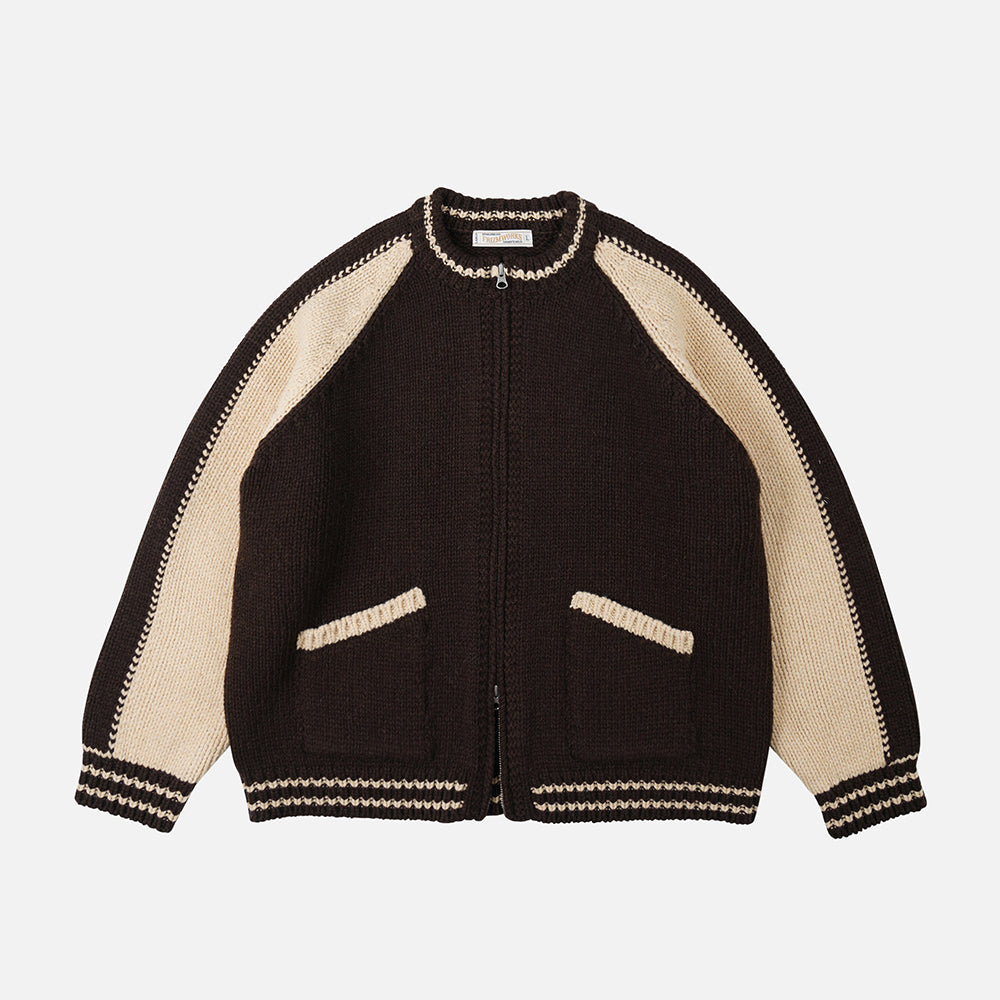 FrizmWORKS Wool Varsity Zip Up Cardigan