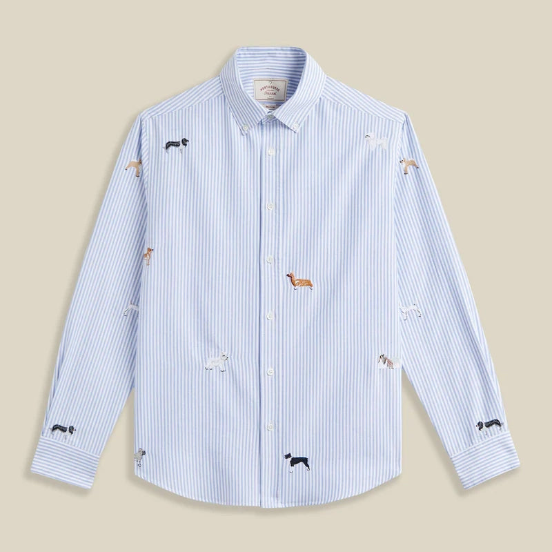 Portuguese Flannel Oxford Embroidery Dogs Shirt