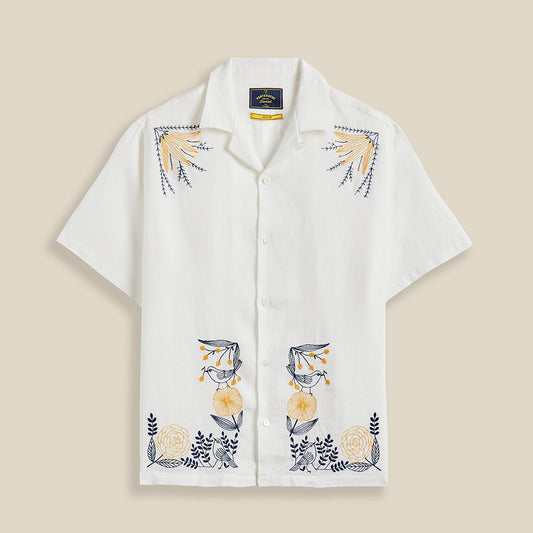 Portuguese Flannel Emb. Birds & Flowers Shirt
