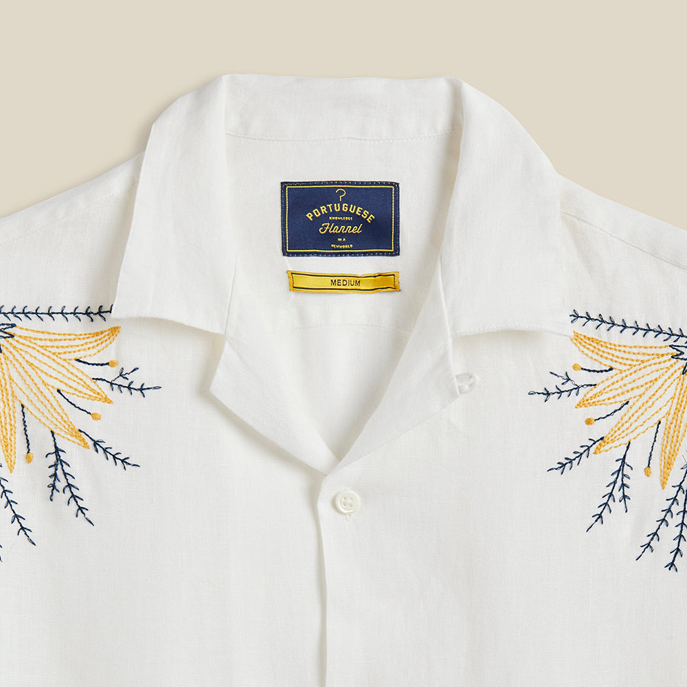 Portuguese Flannel Emb. Birds & Flowers Shirt
