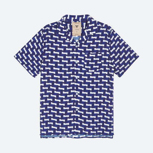 OAS Blue Layer Zig Viscose Shirt