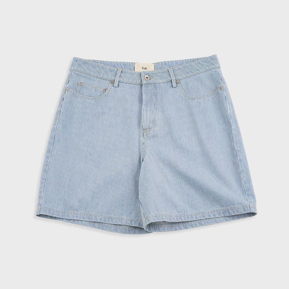 Folk Relaxed Jean Short Pale Ticking Stripe