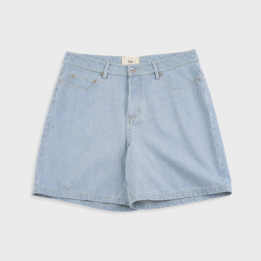 Folk Relaxed Jean Short Pale Ticking Stripe