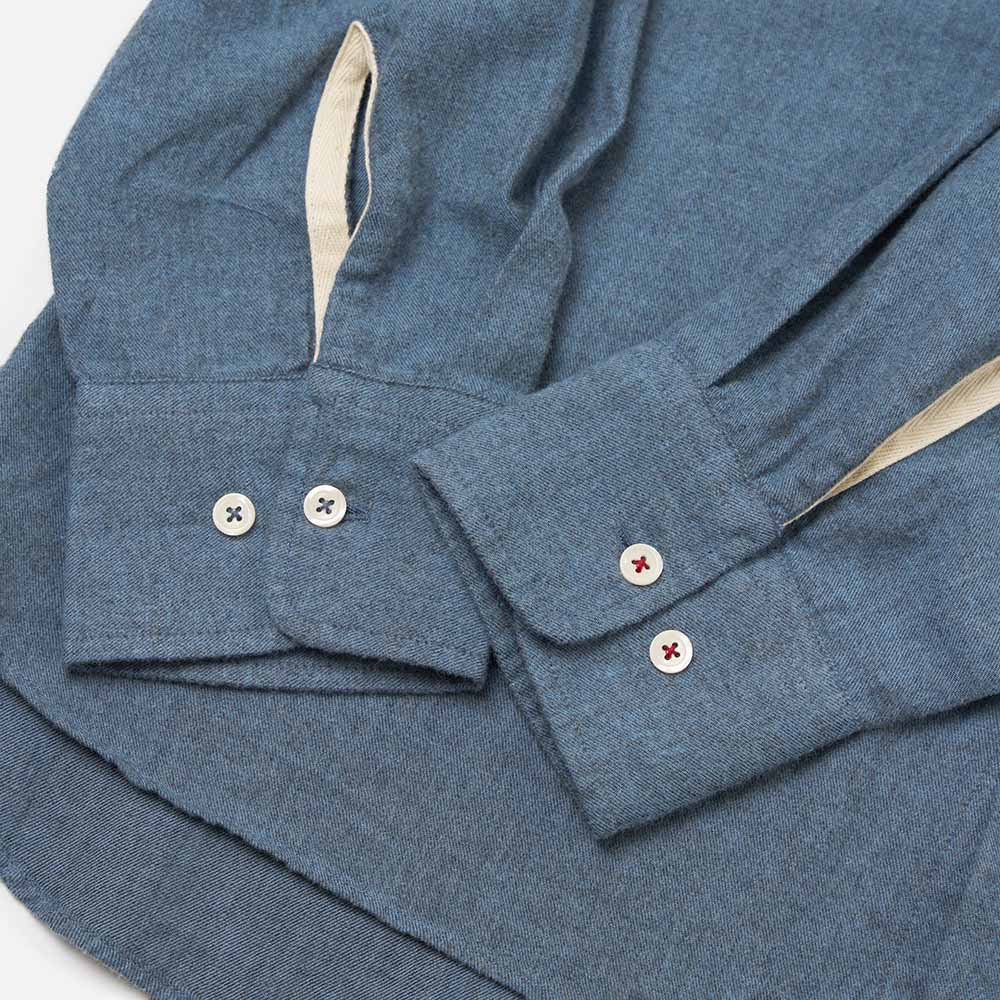 Universal Works Blue Brushed Marl Twill Square Pocket Shirt