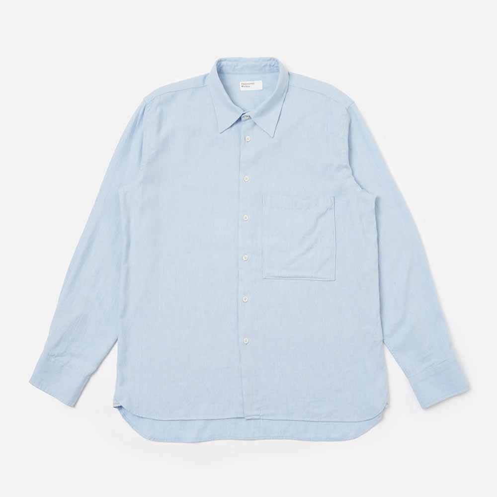 Universal Works Blue Brushed Marl Twill Square Pocket Shirt