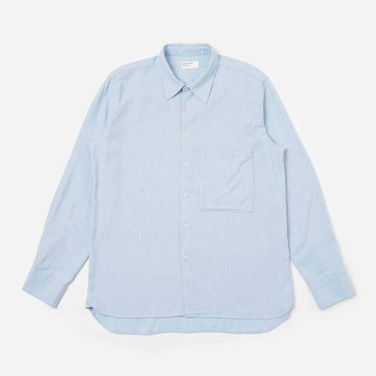 Universal Works Blue Brushed Marl Twill Square Pocket Shirt