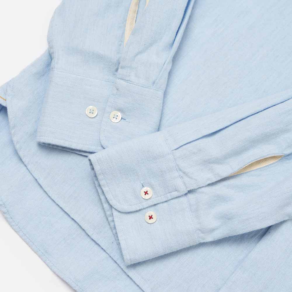 Universal Works Blue Brushed Marl Twill Square Pocket Shirt
