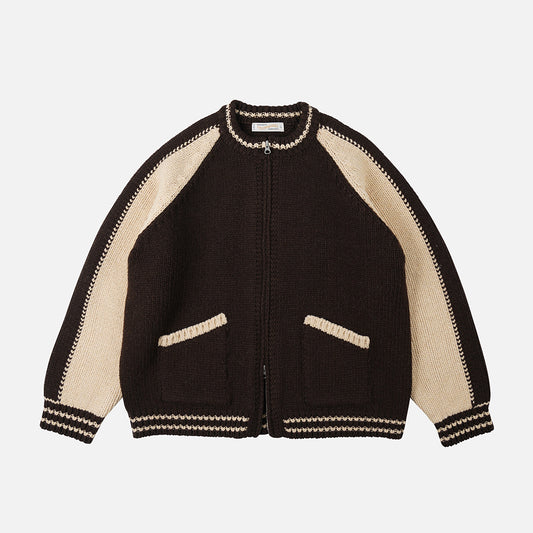 FrizmWORKS Wool Varsity Zip Up Cardigan